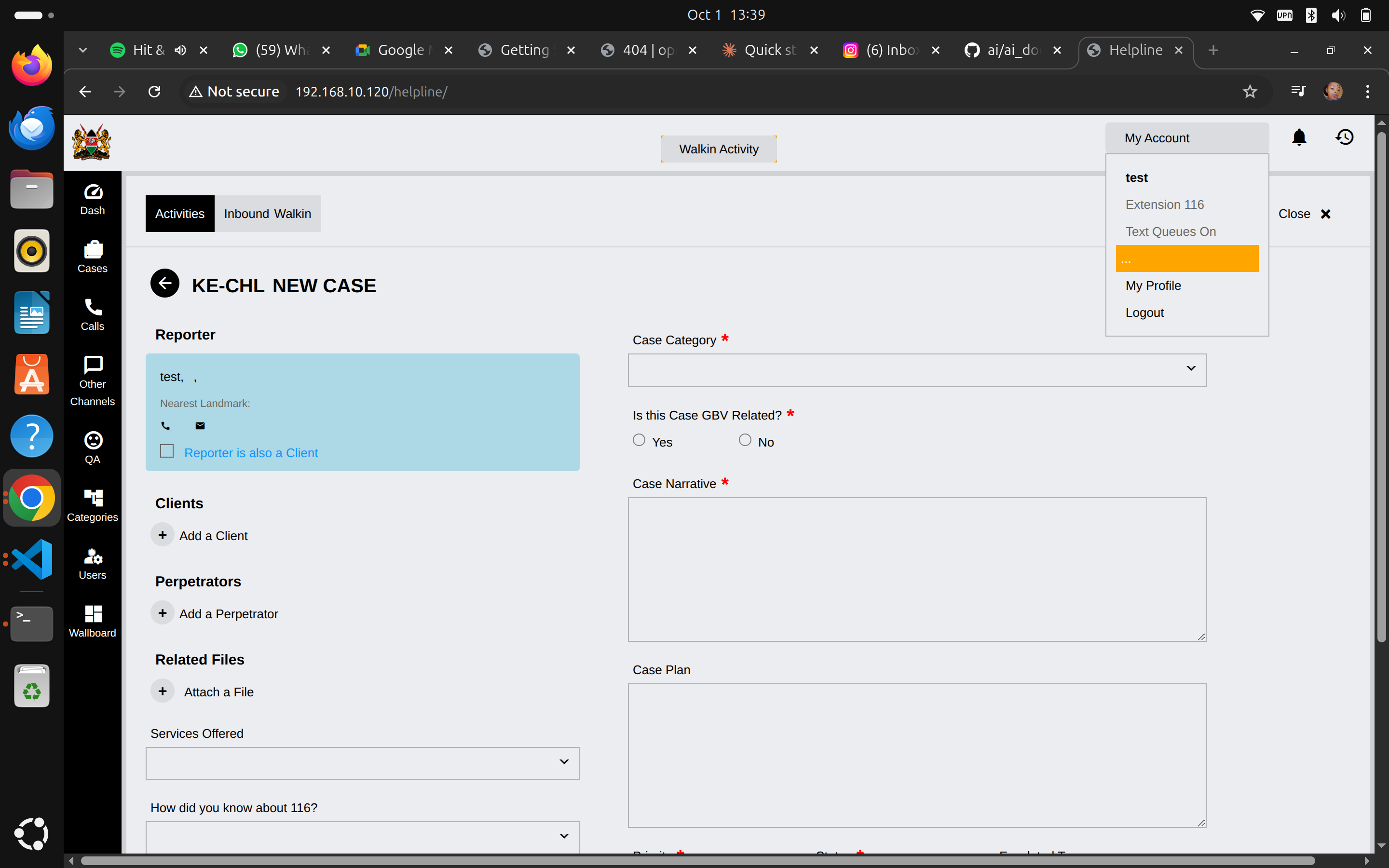 Case Creation Form